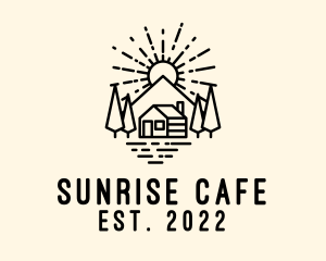 Mountain Cabin Sunrise logo design