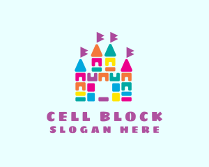 Colorful Blocks Castle logo design