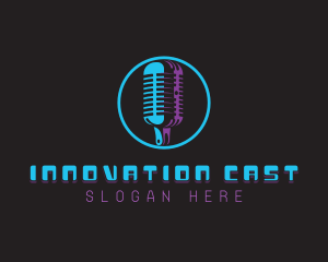 Microphone Podcasting Radio logo design