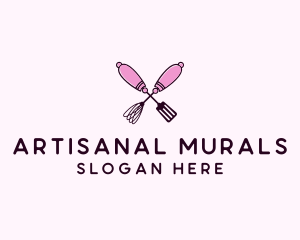 Kitchen Whisk & Spatula logo design