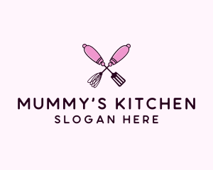 Kitchen Whisk & Spatula logo design