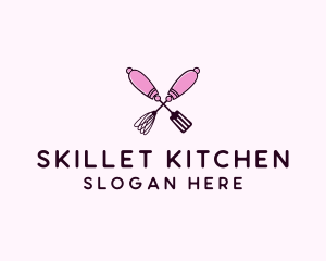 Kitchen Whisk & Spatula logo design