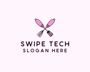 Kitchen Whisk & Spatula logo design