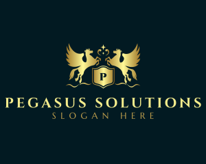 Pegasus Horse Shield logo design