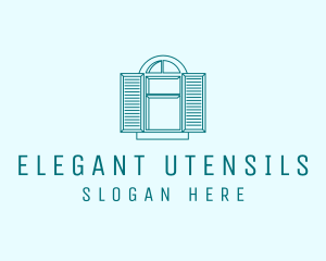 Teal Window Shutters logo design