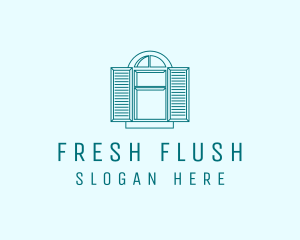 Teal Window Shutters logo design