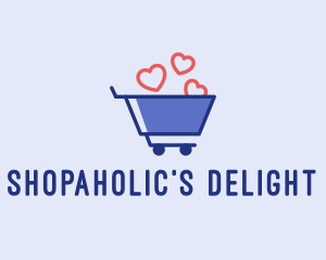 Shopping Cart Hearts  logo design