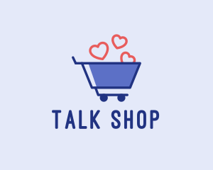 Shopping Cart Hearts  logo design