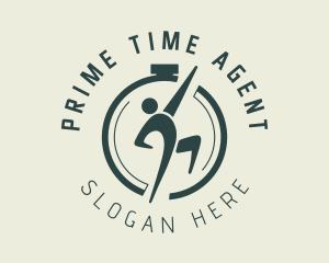 Human Clock Stopwatch logo design