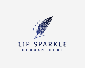 Sparkle Writing Feather Signature logo design