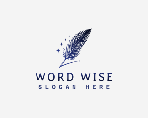 Sparkle Writing Feather Signature logo design