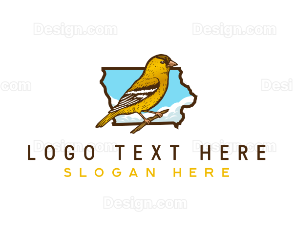 Iowa American Goldfinch Bird Logo