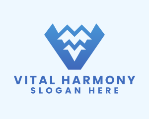 Blue Mountain Range Letter V logo design