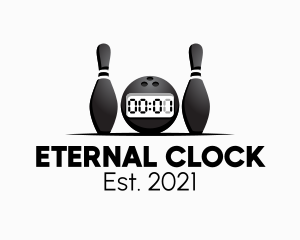 Bowling Digital Clock  logo design