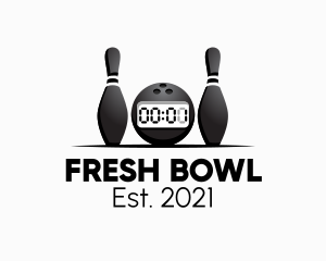 Bowling Digital Clock  logo design