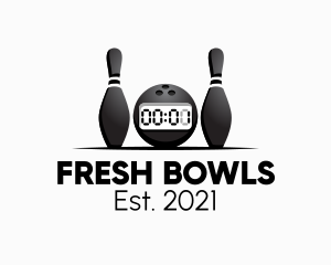 Bowling Digital Clock  logo design