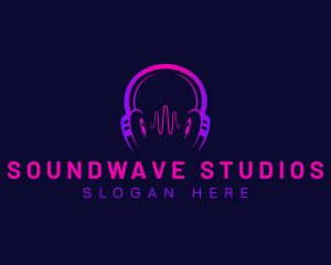 Headphone Wave Recording logo design