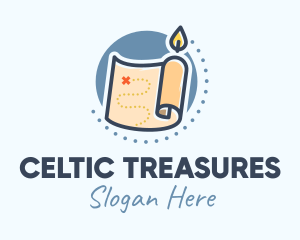 Candle Treasure Map logo design