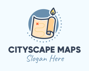 Candle Treasure Map logo design