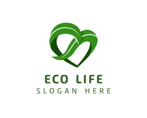 Organic Leaf Heart logo design