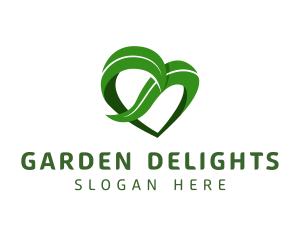 Organic Leaf Heart logo design