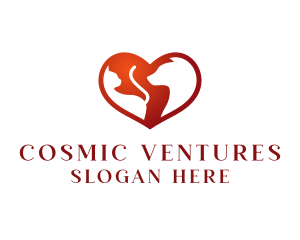 Negative Space Pet Heart logo design