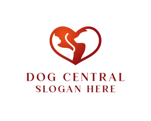 Negative Space Pet Heart logo design