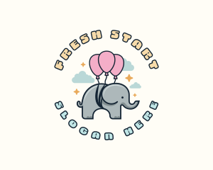 Fun Balloon Elephant logo design