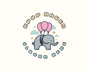 Fun Balloon Elephant logo design