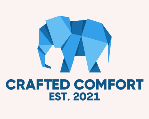 Blue Papercraft Elephant  logo design