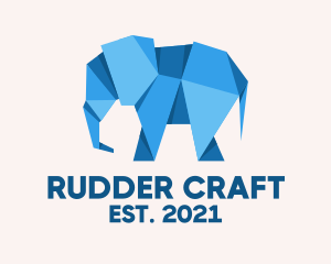 Blue Papercraft Elephant  logo design