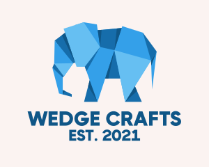 Blue Papercraft Elephant  logo design