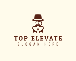 Gentleman Mustache Monocle logo design