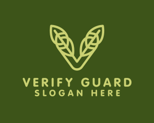 Green Leaf Letter V logo design