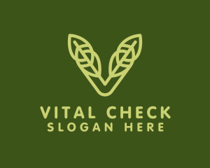 Green Leaf Letter V logo design