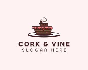 Ship Cake Dessert  logo design