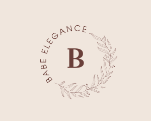 Elegant Leaf Floral Wreath logo design