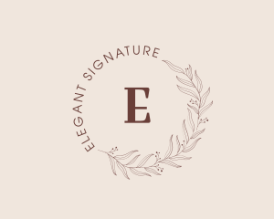 Elegant Leaf Floral Wreath logo design