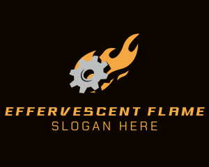 Mechanic Cog Flames logo design