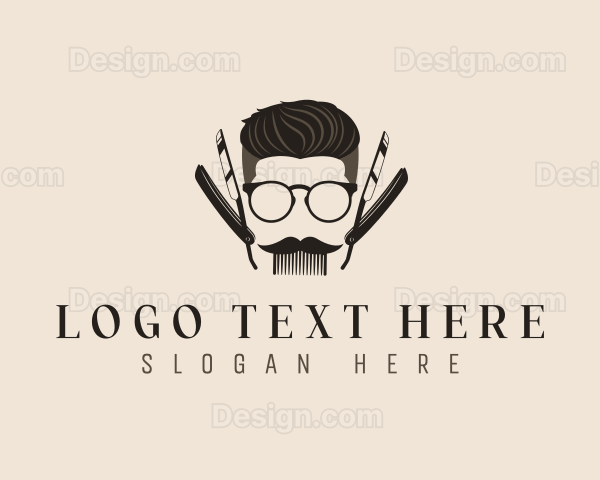 Hair Mustache Barber Logo