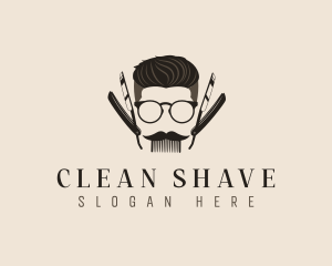 Hair Mustache Barber logo design