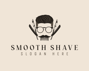 Hair Mustache Barber logo design