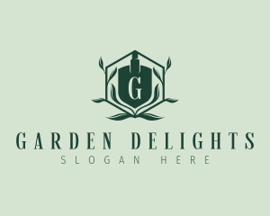 Shovel Garden Leaves logo design