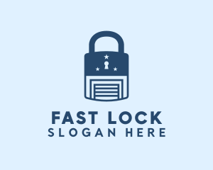 Blue Padlock Garage logo design