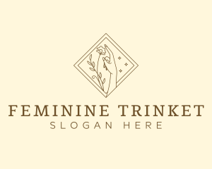 Feminine Hand Flower logo design