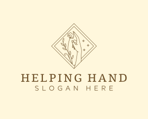 Feminine Hand Flower logo design