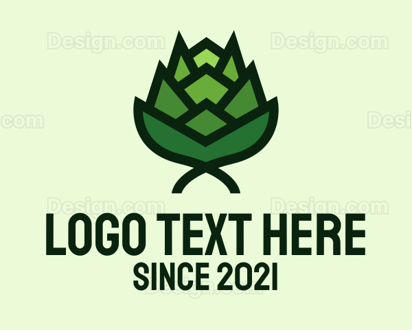 Green Hops Flower Logo