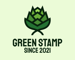 Green Hops Flower  logo design