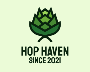 Green Hops Flower  logo design