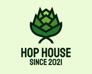 Green Hops Flower  logo design